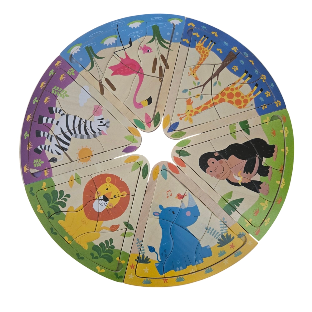 Animal Wood Pizza Puzzle Game